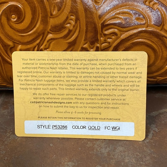 Patricia Nash Tooled Florence Poppy Leather Tote Brown Great Condition - Picture 7 of 9